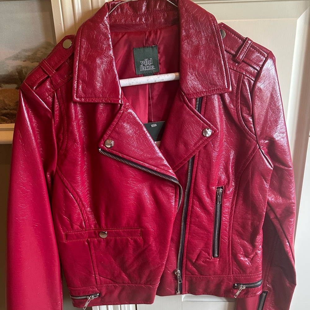 Never worn, wild fable, red biker jacket with tags!
